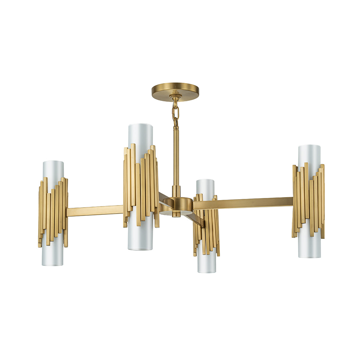 Elstead Marvele 8 Light Chandelier Aged Brass with Opal Glass Shade