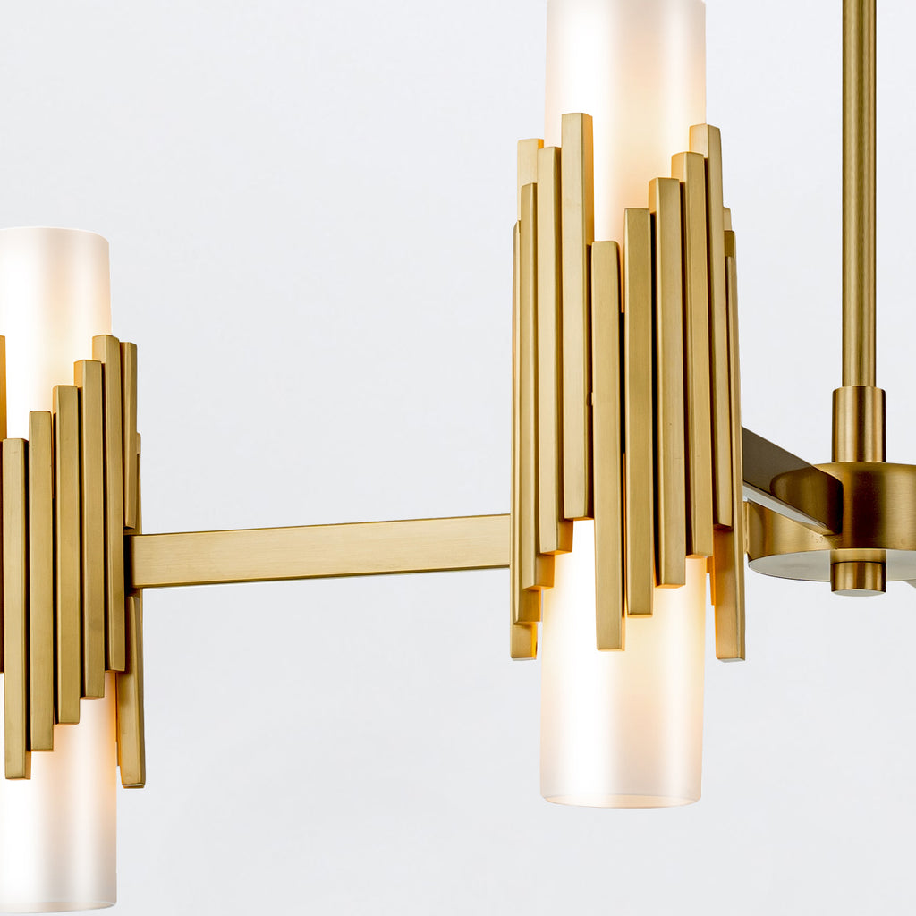 Elstead Marvele 8 Light Chandelier Aged Brass with Opal Glass Shade