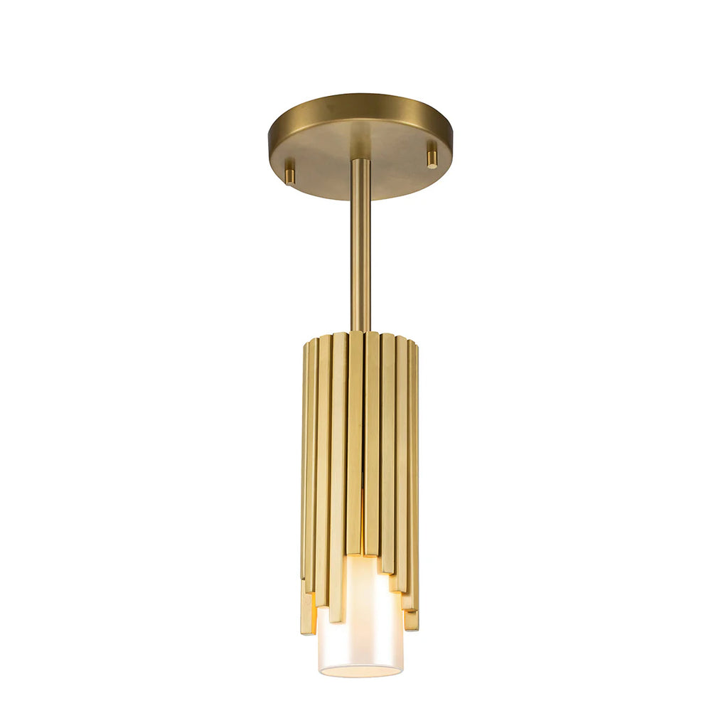 Elstead Marvele Mini Pendant Aged Brass with Opal Glass Shade