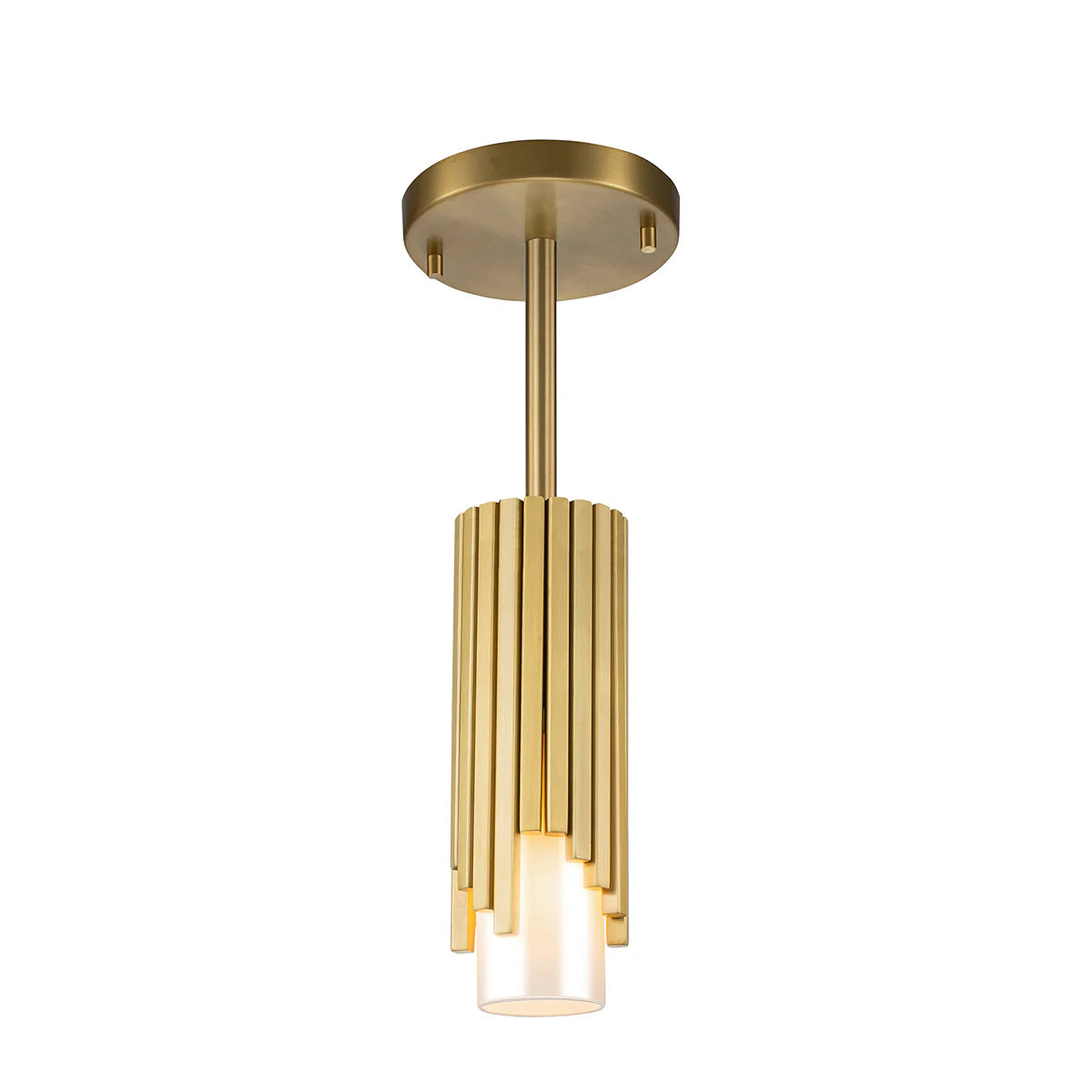 Elstead Marvele Mini Pendant Aged Brass with Opal Glass Shade