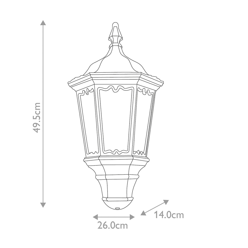 Elstead Medstead 1 Light Outdoor Half Lantern with PIR Sensor in Black