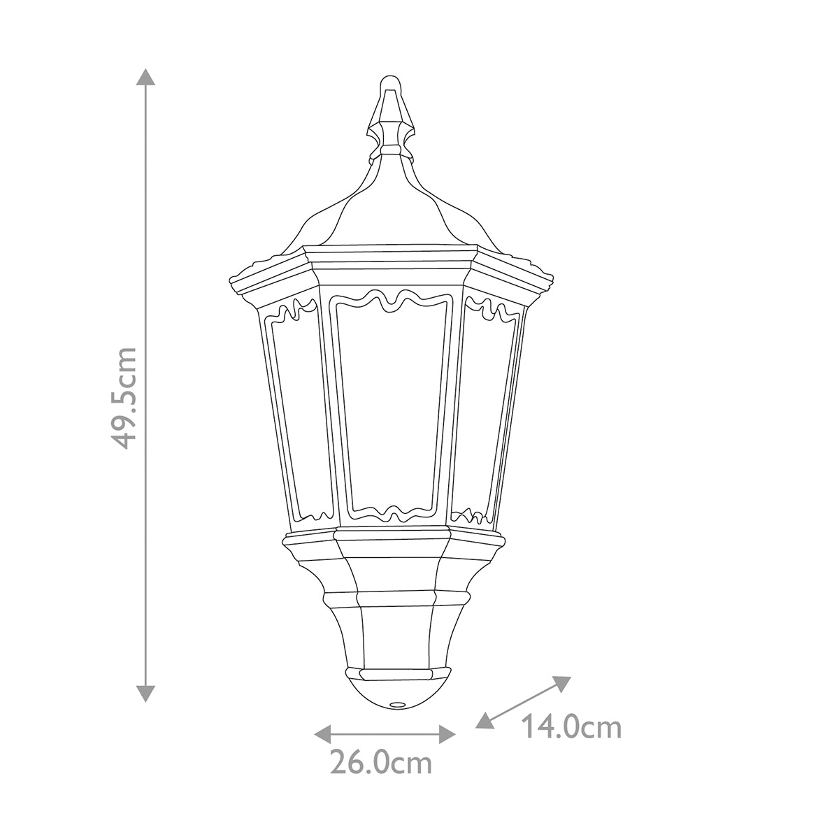 Elstead Medstead 1 Light Outdoor Half Lantern with PIR Sensor in Black