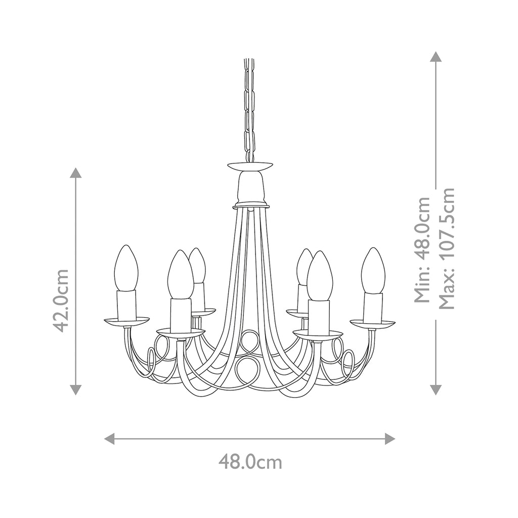 Elstead Minster 6 Light Chandelier in Ivory Gold
