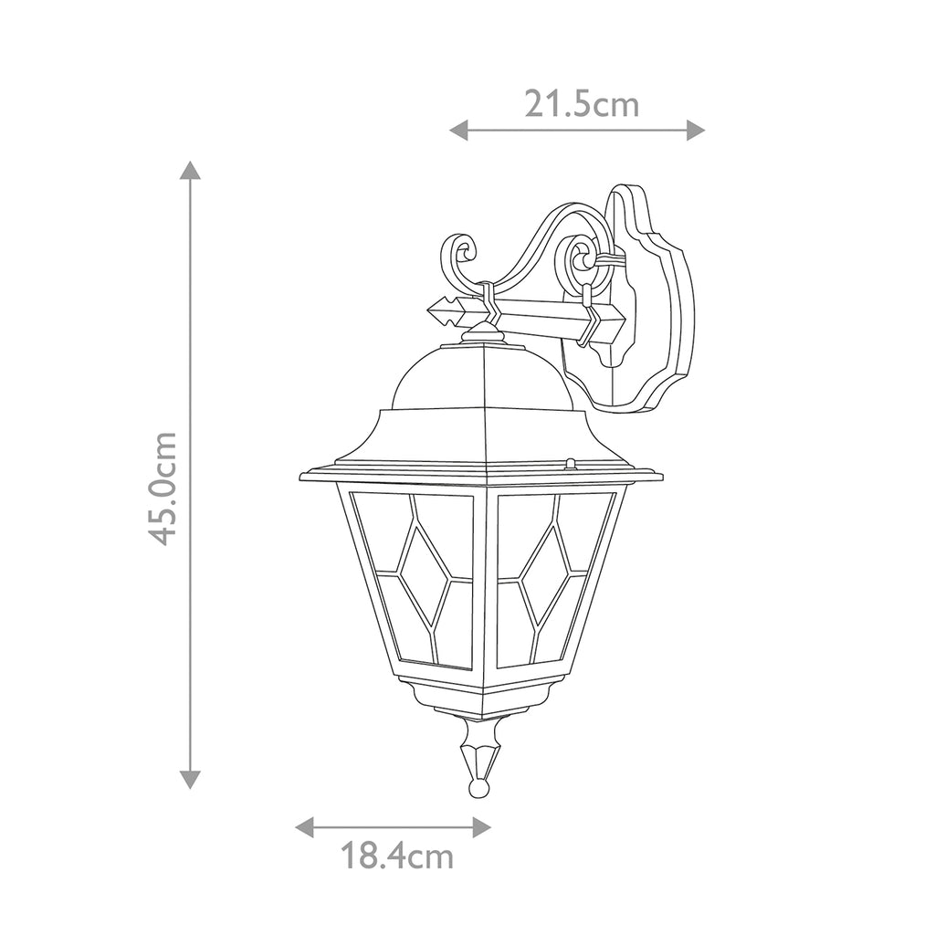 Elstead Norfolk 1 Light Down Wall Lantern in Black