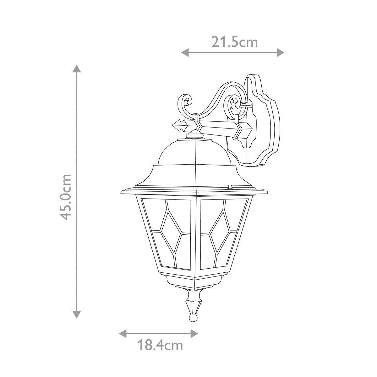 Elstead Norfolk 1 Light Down Wall Lantern in Black