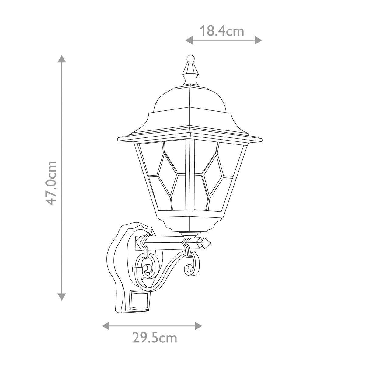 Elstead Norfolk 1 Light Up Outdoor Wall Lantern with PIR in Black