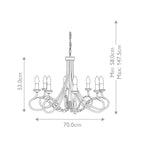 Elstead Olivia 8 Light Chandelier in Ivory and Gold