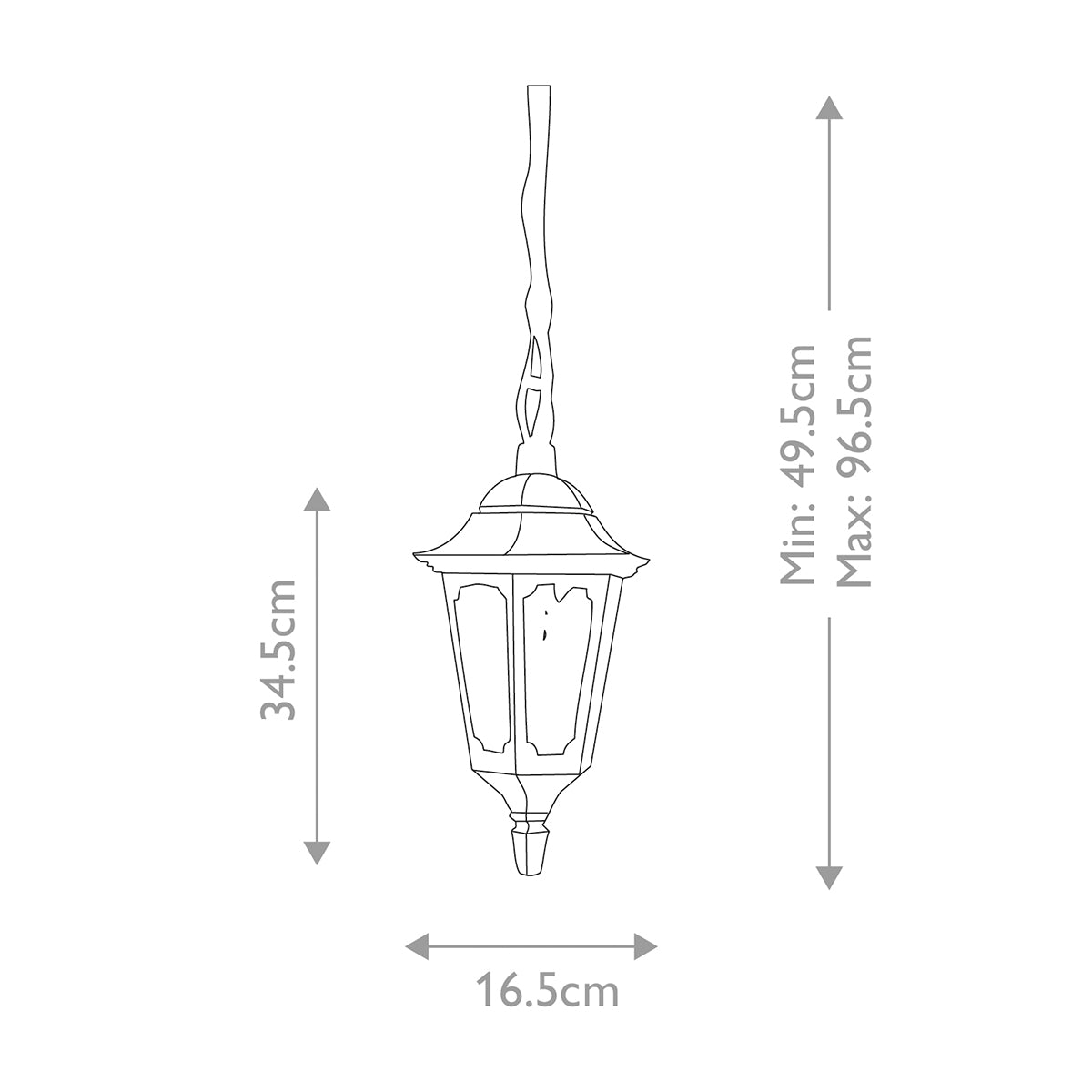 Elstead Parish Mini Outdoor Chain Lantern in Black