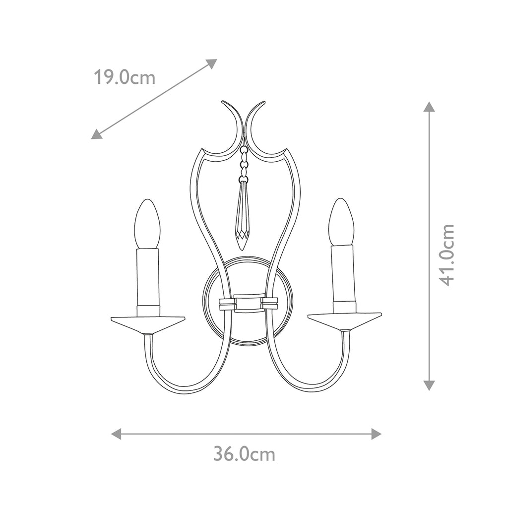 Elstead Pimlico 2 Light Wall Light in Polished Nickel