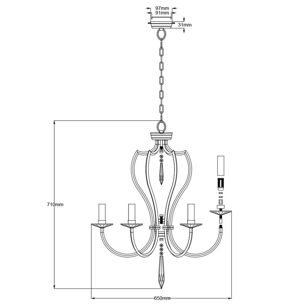 Elstead Pimlico 6 Light Ceiling Light in Dark Bronze