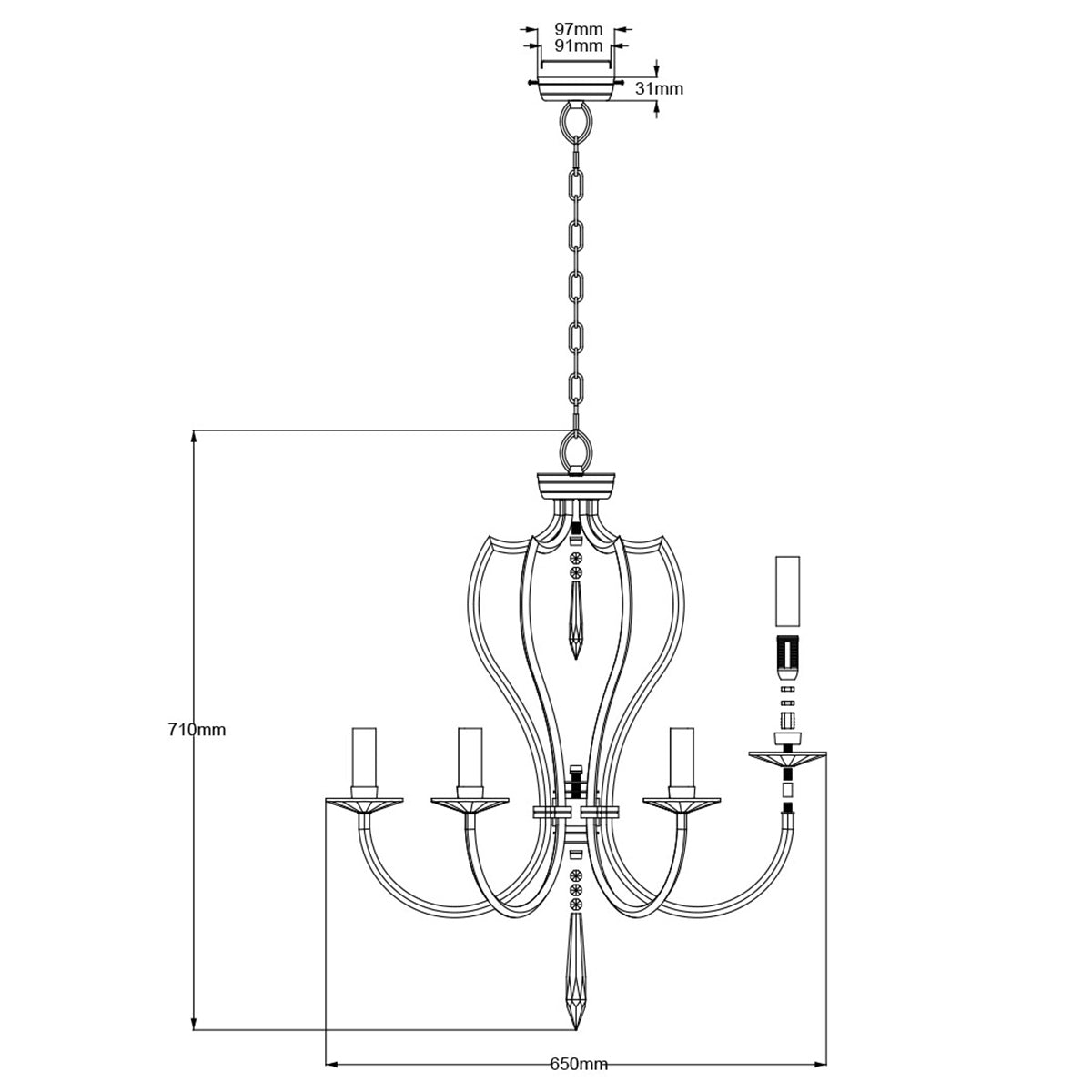 Elstead Pimlico 6 Light Ceiling Light in Dark Bronze