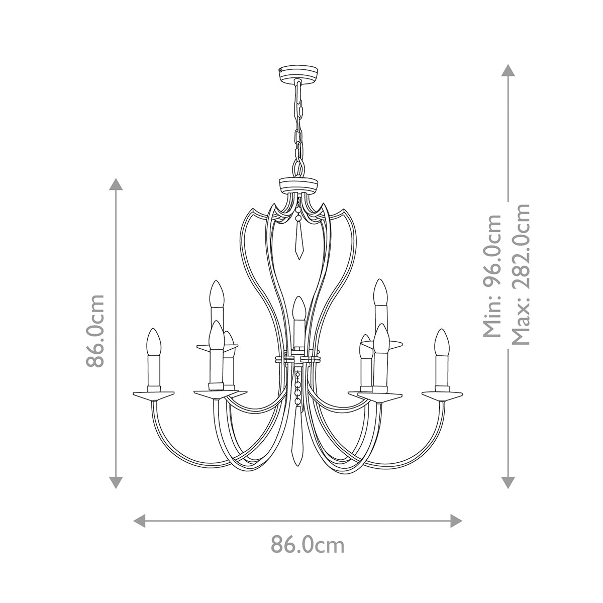 Elstead Pimlico 9 Light Multi-Arm Chandelier in Dark Bronze