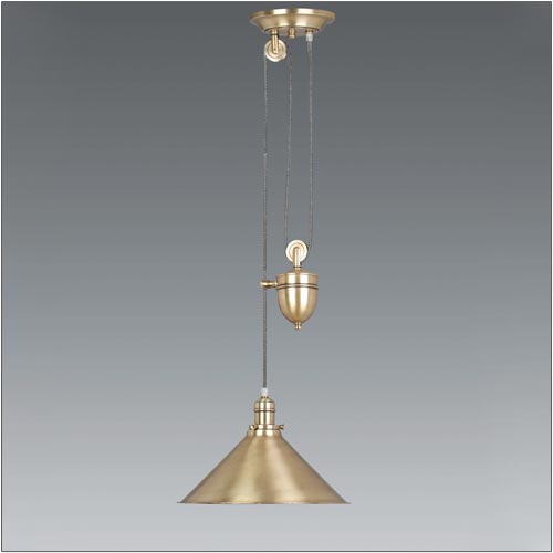 Elstead Provence 1 Light Rise and Fall Pendant Light in Aged Brass