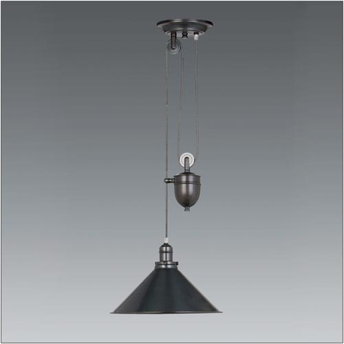 Elstead Provence 1 Light Rise and Fall Pendant Light in Old Bronze