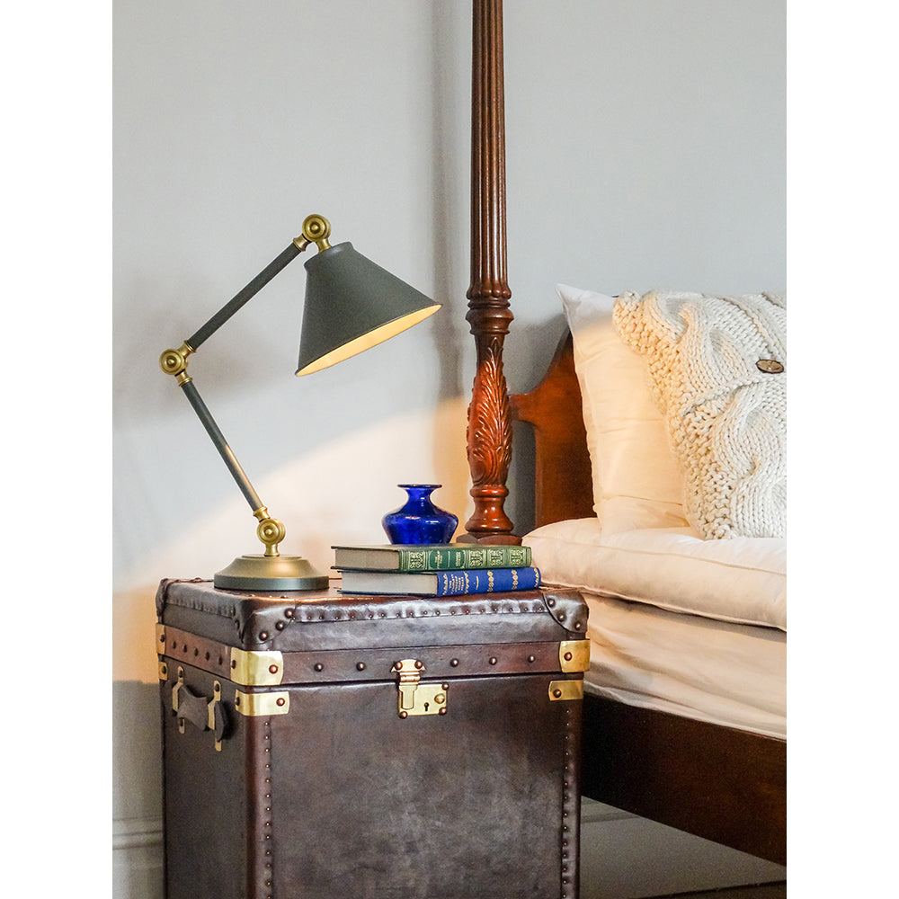 Elstead Provence Mini Table Lamp in Dark Grey and Aged Brass