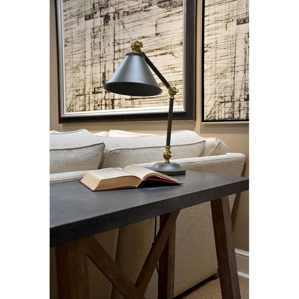 Elstead Provence Mini Table Lamp in Dark Grey and Aged Brass