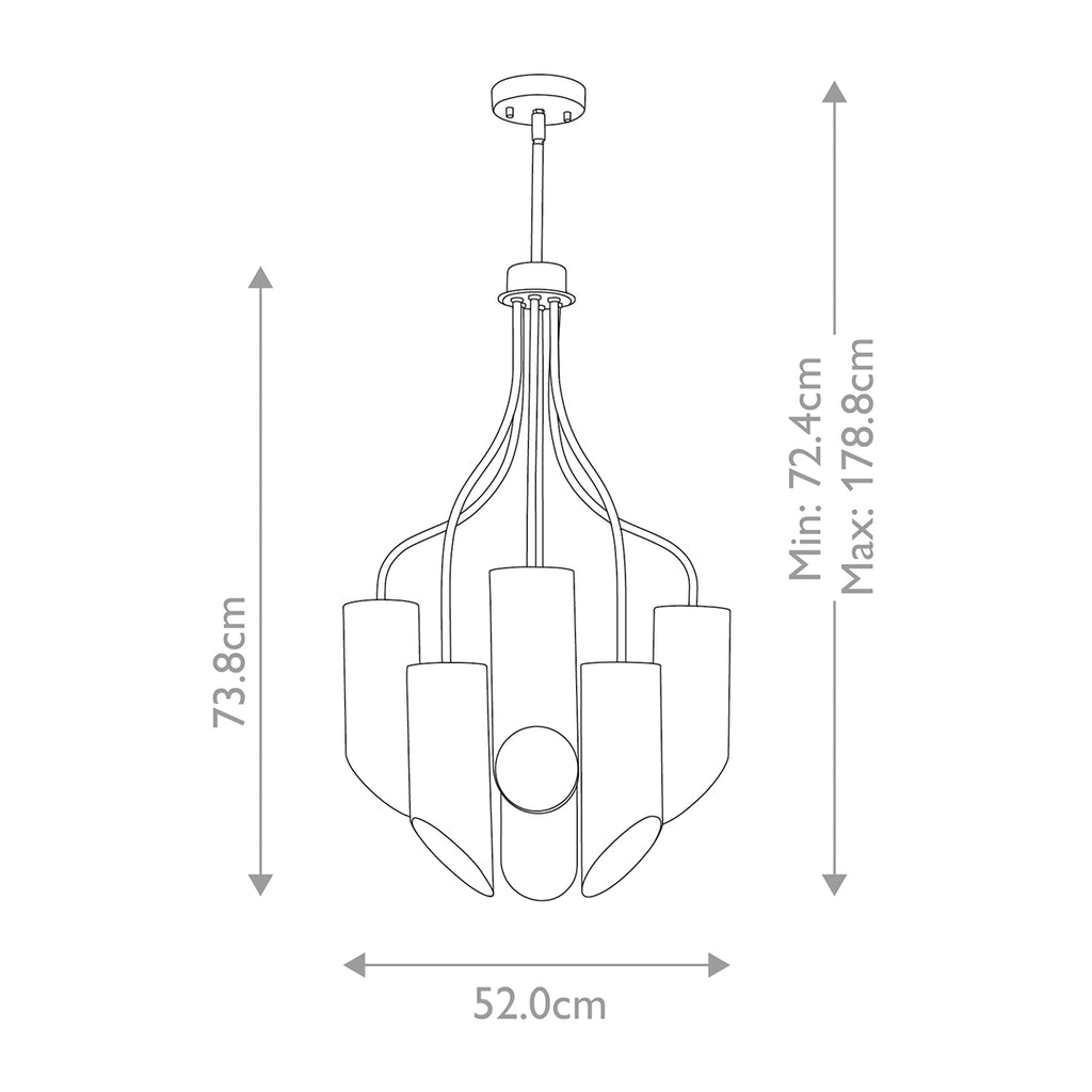 Elstead Quinto 6 Light Chandelier in Dark Grey and Polished Nickel