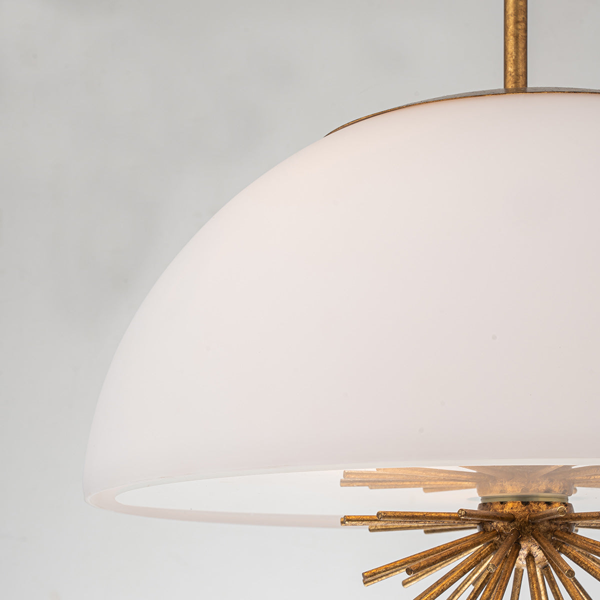 Elstead Staring 3 Light Pendant Distressed Gold with Opal Glass Shade