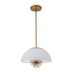 Elstead Staring 3 Light Pendant Distressed Gold with Opal Glass Shade