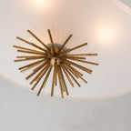 Elstead Staring 3 Light Pendant Distressed Gold with Opal Glass Shade