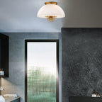 Elstead Staring 3 Light Pendant Distressed Gold with Opal Glass Shade