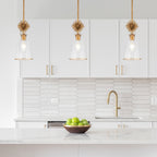 Elstead Staring Pendant Distressed Gold Clear with Clear Glass Shade