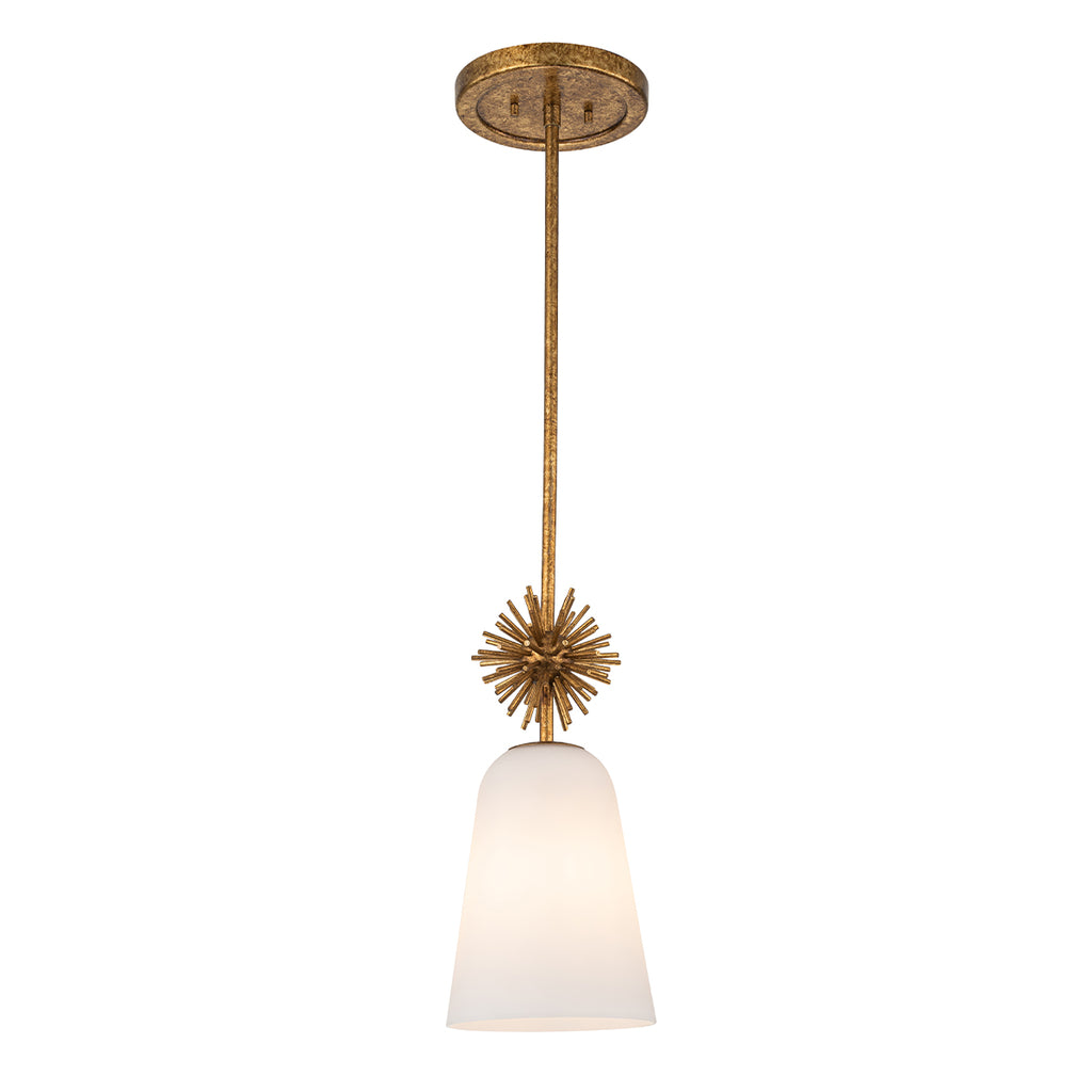 Elstead Staring Pendant Distressed Gold Opal with Opal Glass Shade