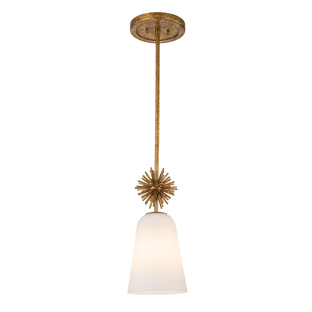 Elstead Staring Pendant Distressed Gold Opal with Opal Glass Shade