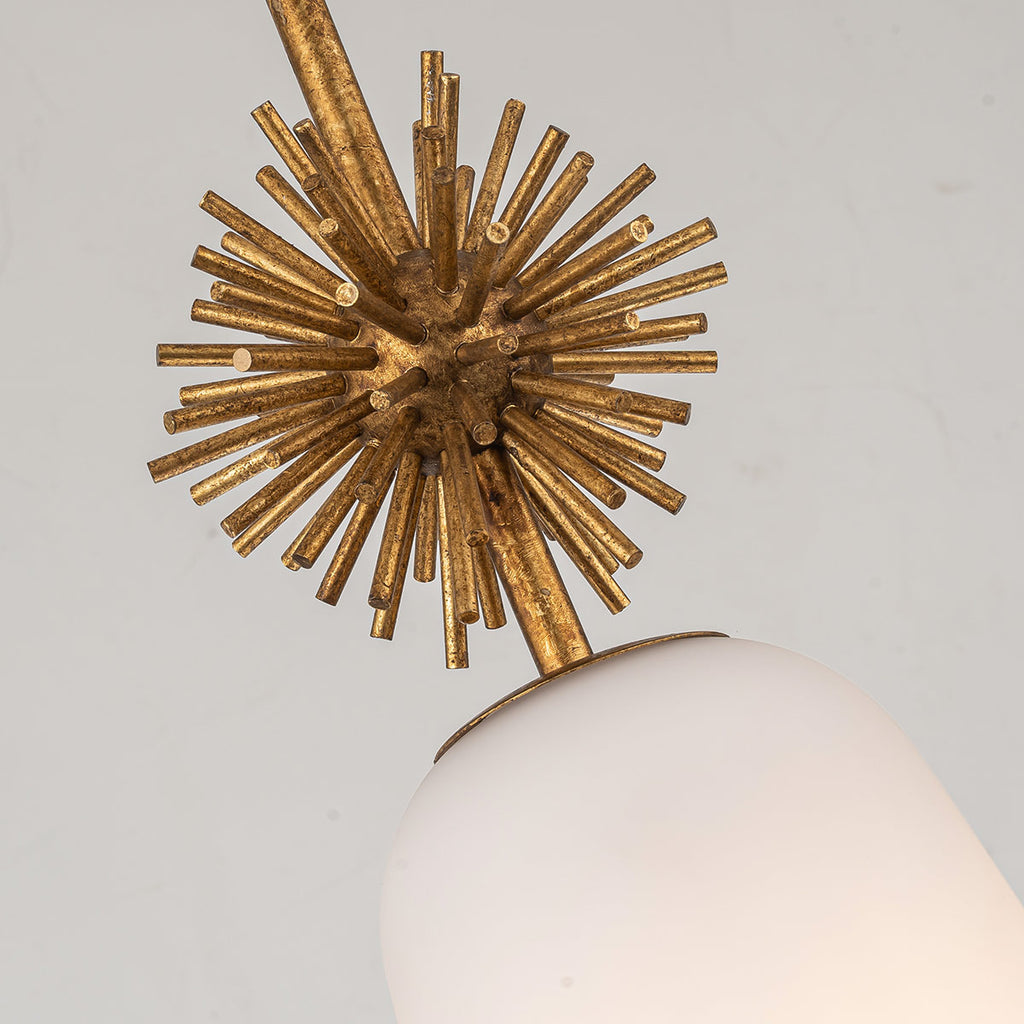 Elstead Staring Pendant Distressed Gold Opal with Opal Glass Shade