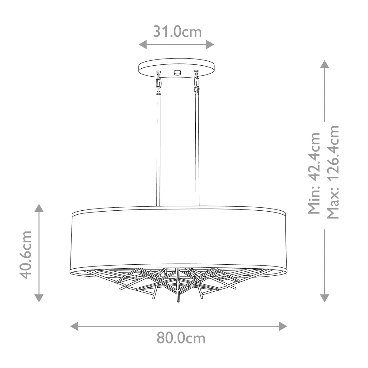 Elstead Taiko 5 Light Island Pendant Light in Olde Bronze