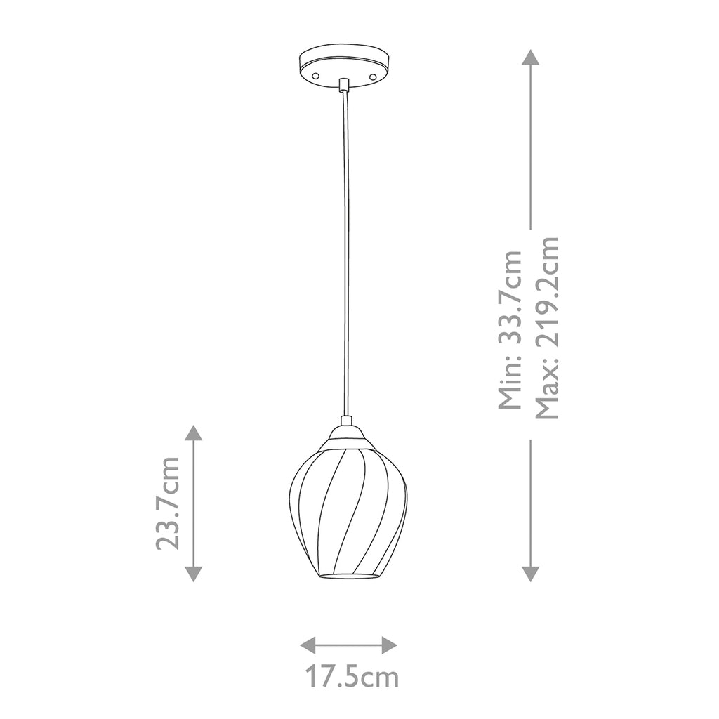 Elstead Tiber 1 Light Pendant Light in Brushed Brass with Amber