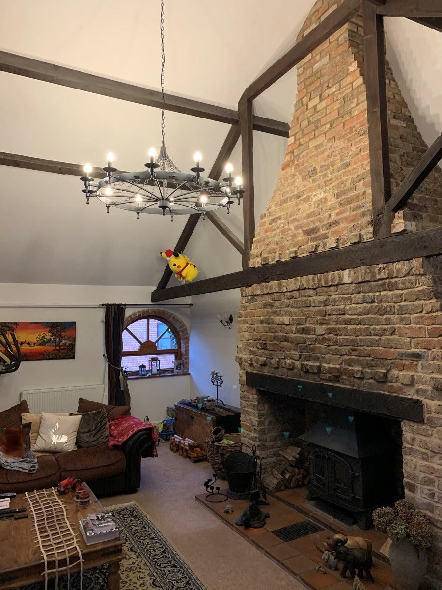 Elstead Warwick 12 Light Hand Crafted Chandelier in Black Graphite