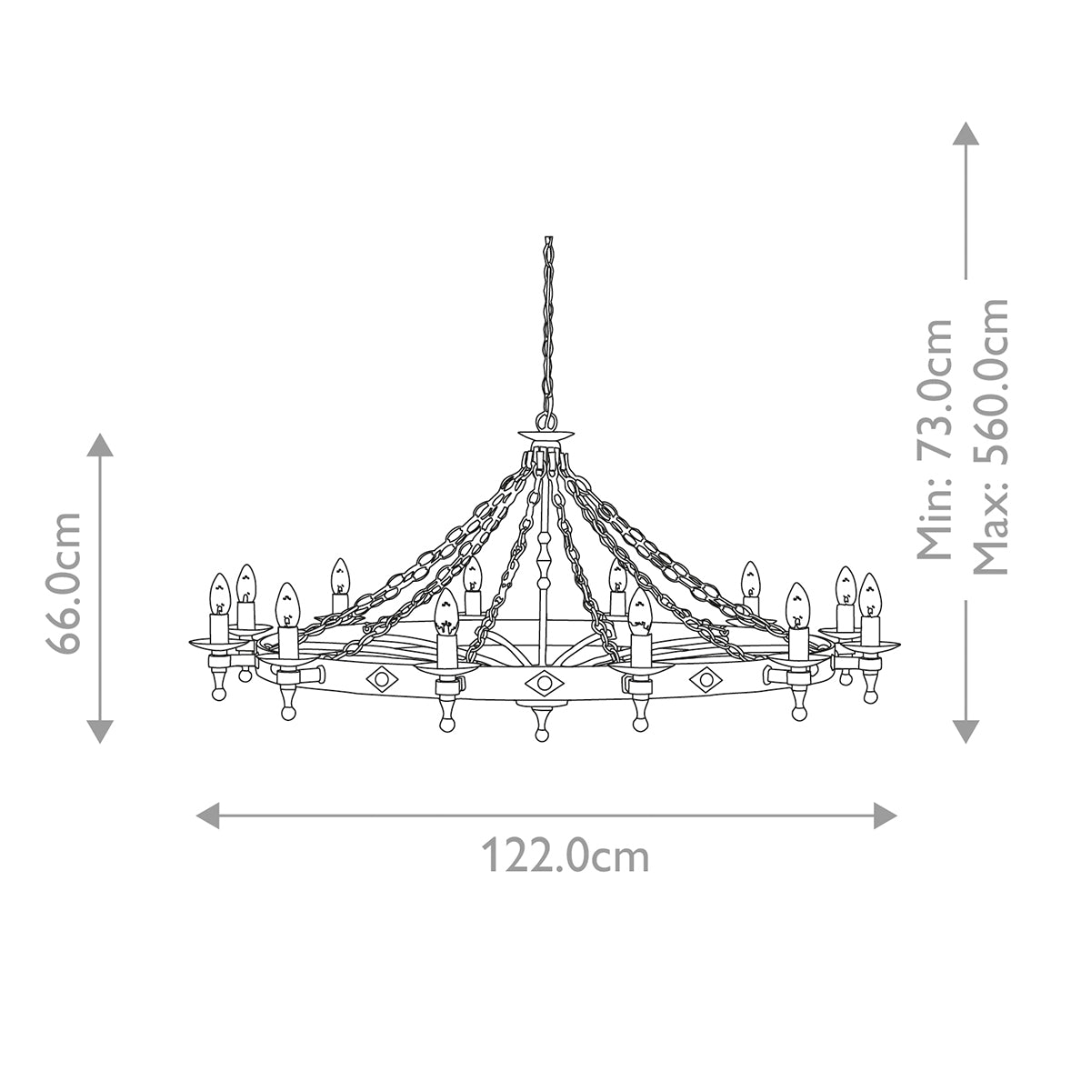 Elstead Warwick 12 Light Hand Crafted Chandelier in Black Graphite