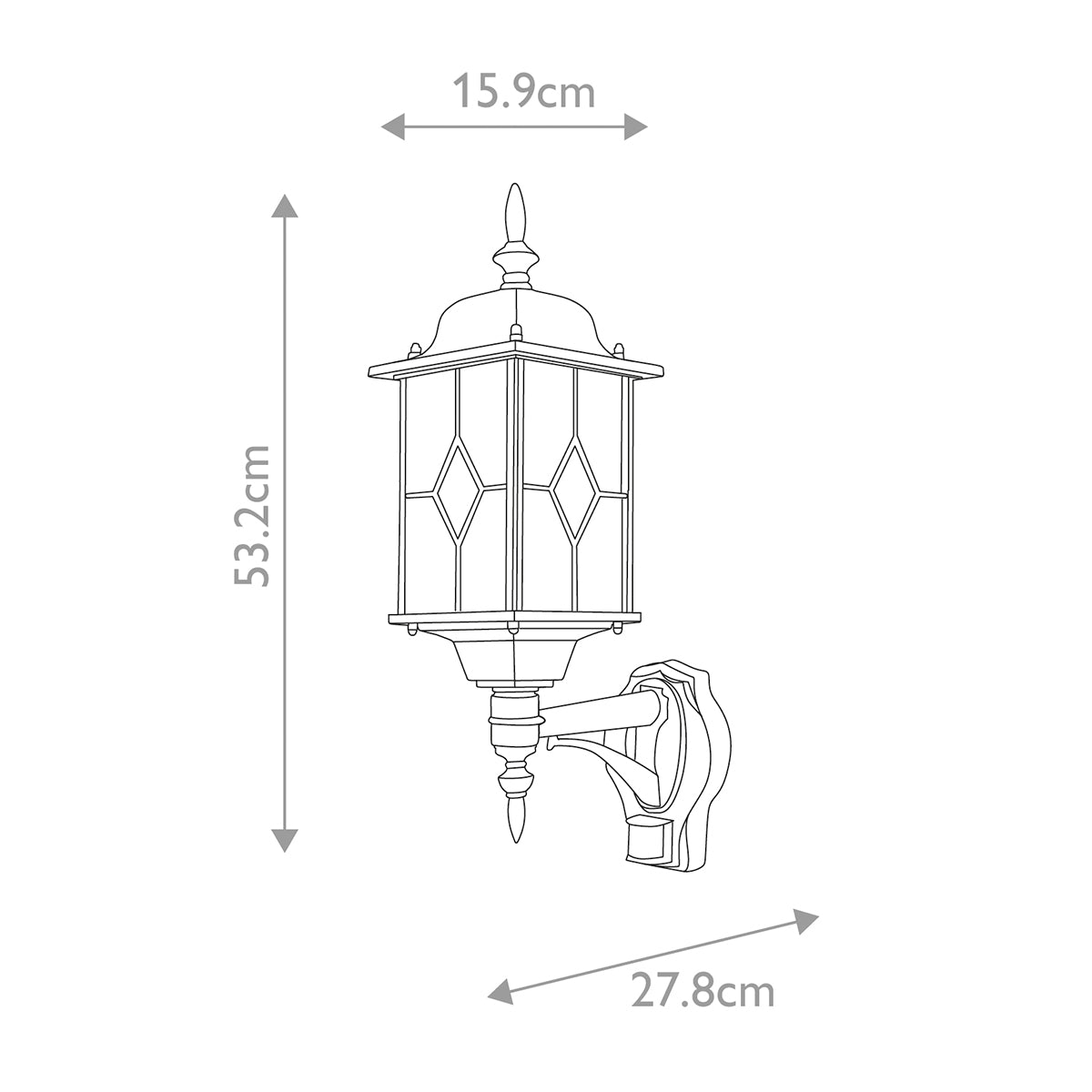 Elstead Wexford 1 Light Outdoor Wall Lantern with PIR in Black/Silver