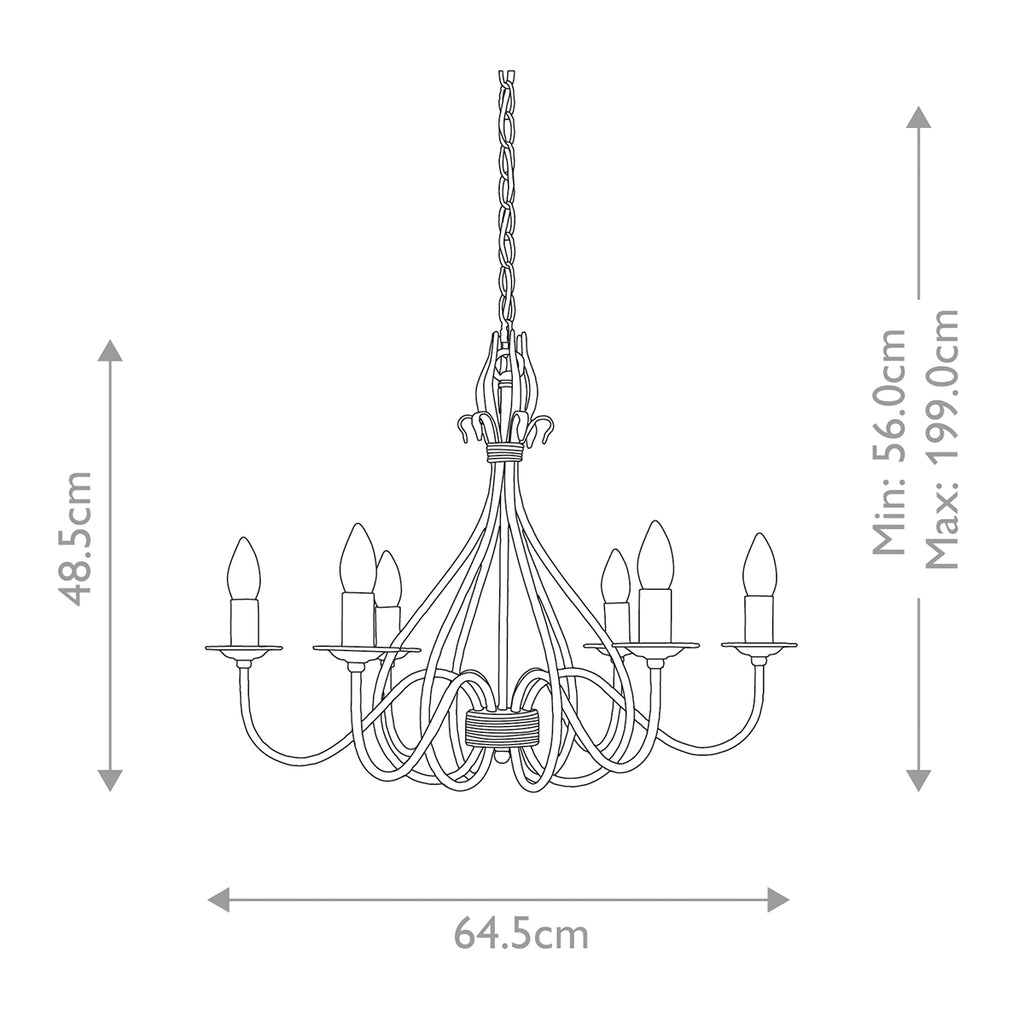 Elstead Windermere 6 Light Chandelier in Rust and Gold