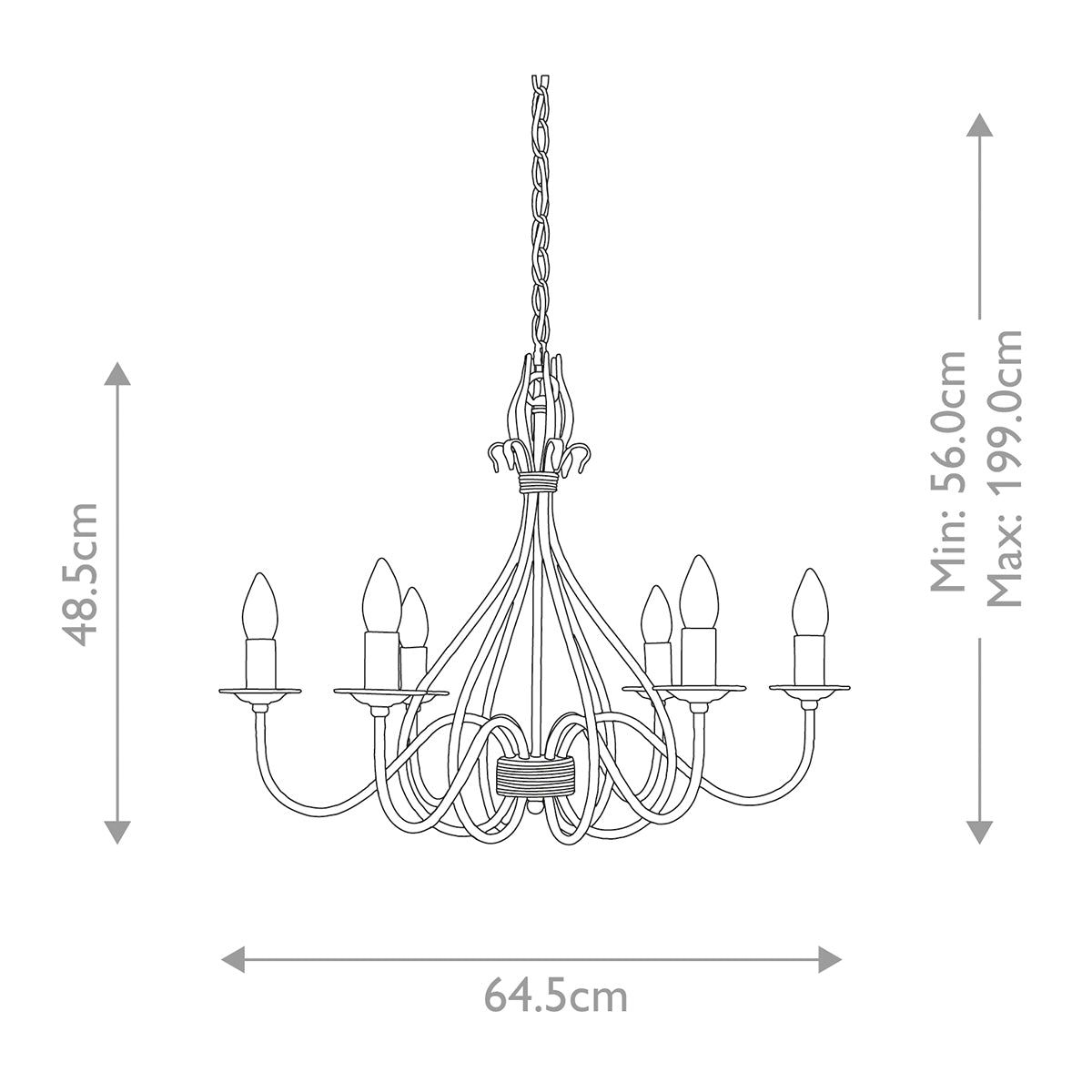 Elstead Windermere 6 Light Chandelier in Rust and Gold