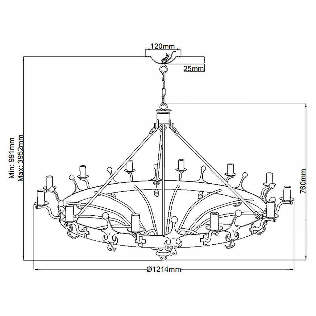Elstead Windsor 12 Light Chandelier in Graphite