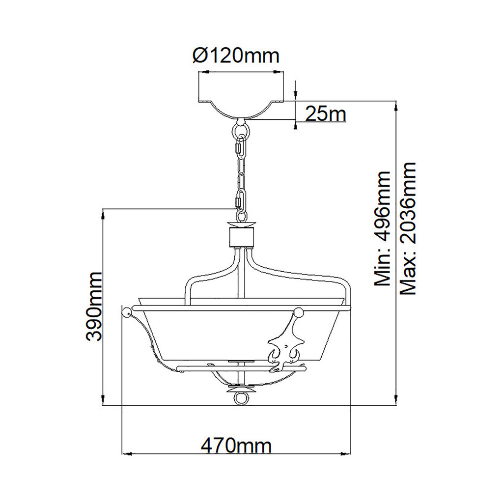 Elstead Windsor Semi Flush Ceiling Light in Graphite Finish