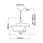 Elstead Windsor Semi Flush Ceiling Light in Graphite Finish