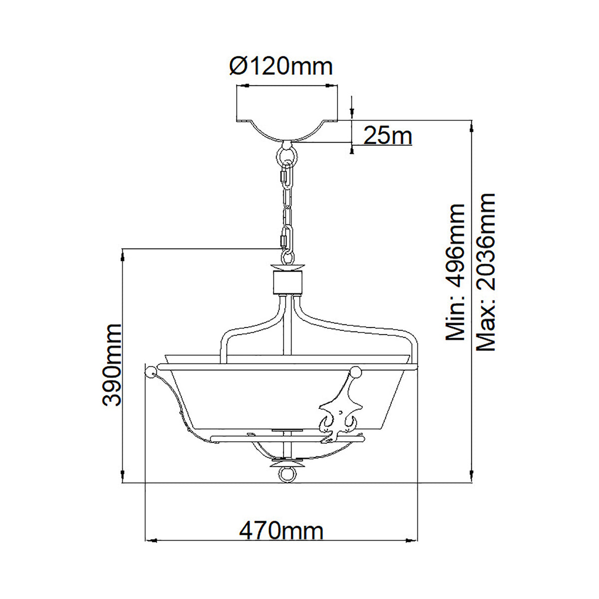 Elstead Windsor Semi Flush Ceiling Light in Graphite Finish