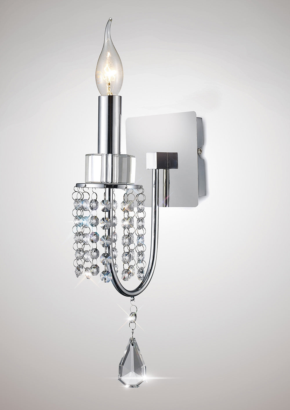 Diyas Crystal Single Wall Light in Polished Chrome