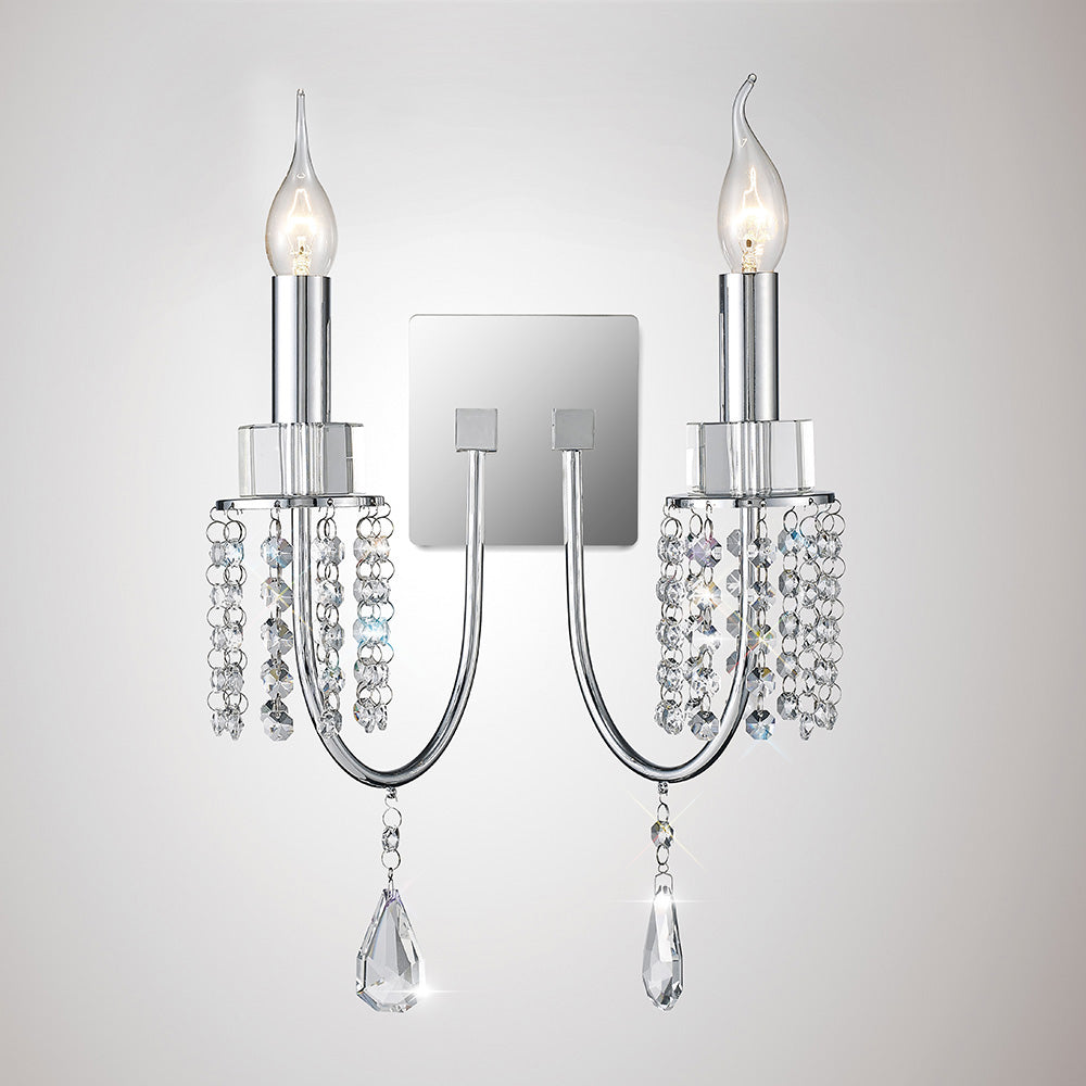 Diyas Crystal Double Wall Light in Polished Chrome