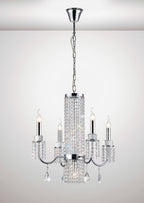 Diyas Emily 4 Light Pendant Light in Polished Chrome with Crystal