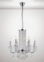 Diyas Emily 7 Light Pendant Light in Polished Chrome with Crystal