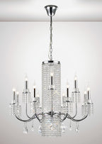Diyas Emily 13 Light Pendant Light in Polished Chrome with Crystal