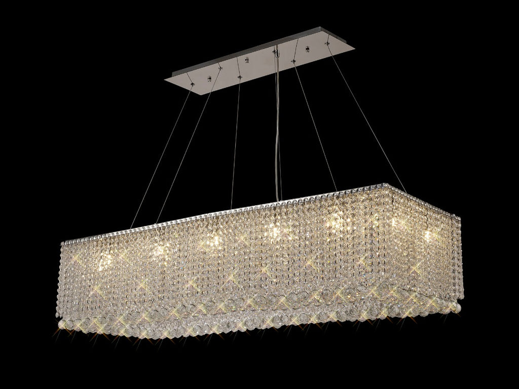 Diyas Empire 14 Light Bar Pendant Light in Polished Chrome with Crystal