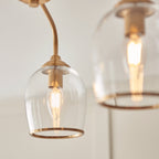 Endon Ashcroft 3 Light Semi Flush Fitting Brushed Aged Brass and Clear Glass
