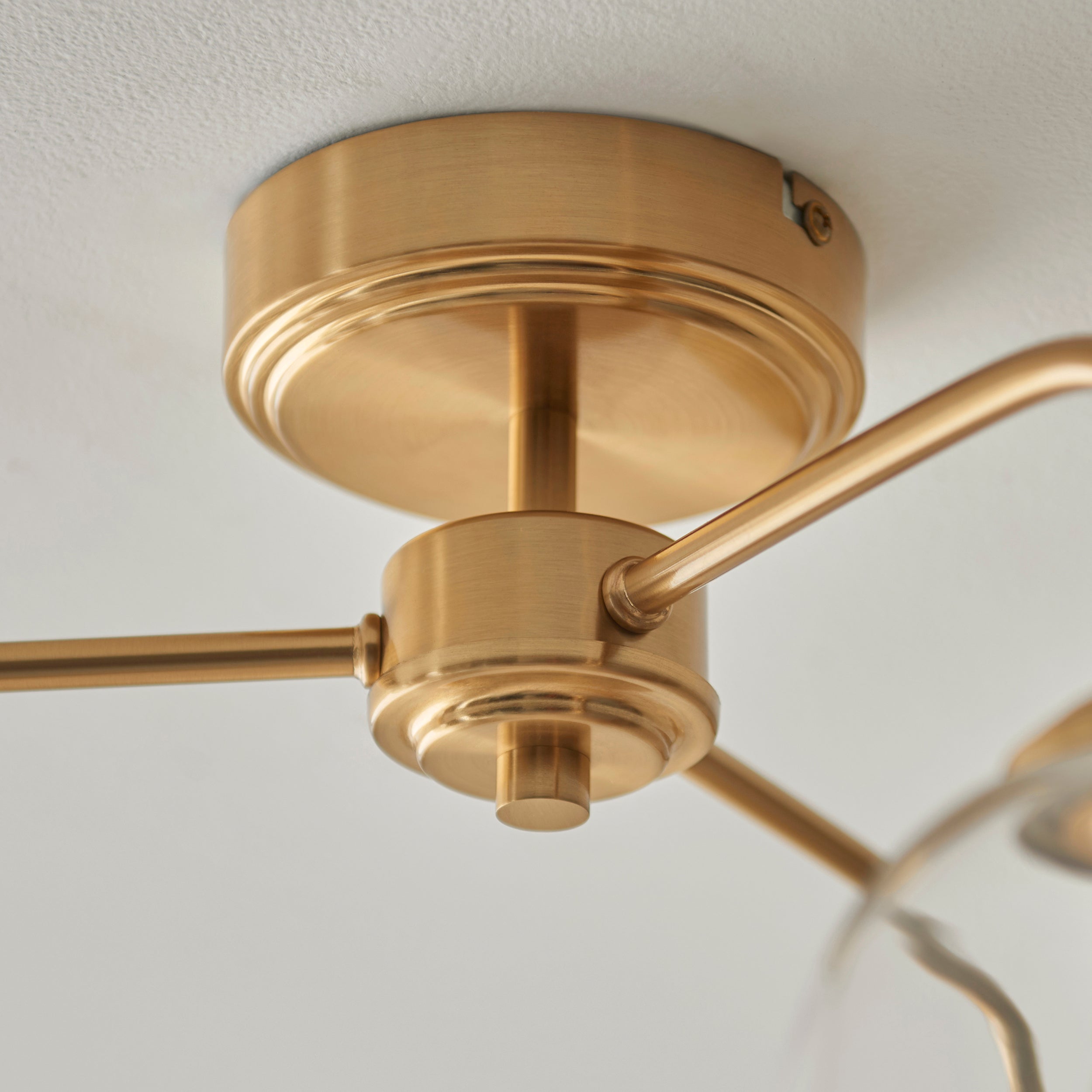 Endon Ashcroft 3 Light Semi Flush Fitting Brushed Aged Brass and Clear Glass
