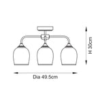 Endon Ashcroft 3 Light Semi Flush Fitting Brushed Aged Brass and Clear Glass