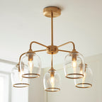 Endon Ashcroft 5 Light Pendant in Brushed Aged Brass and Clear Glass
